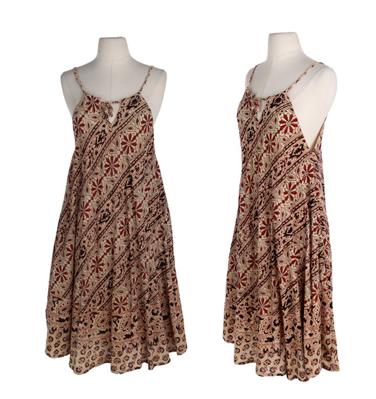 Vintage Block Print Boho Summer Dress