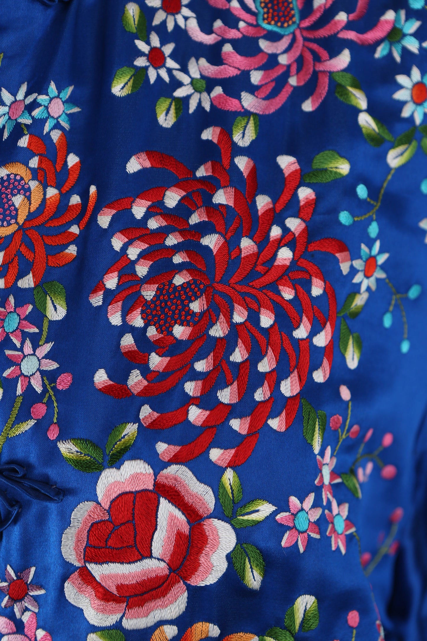 Blue Cheongsam Embroidered Robe - Made in China