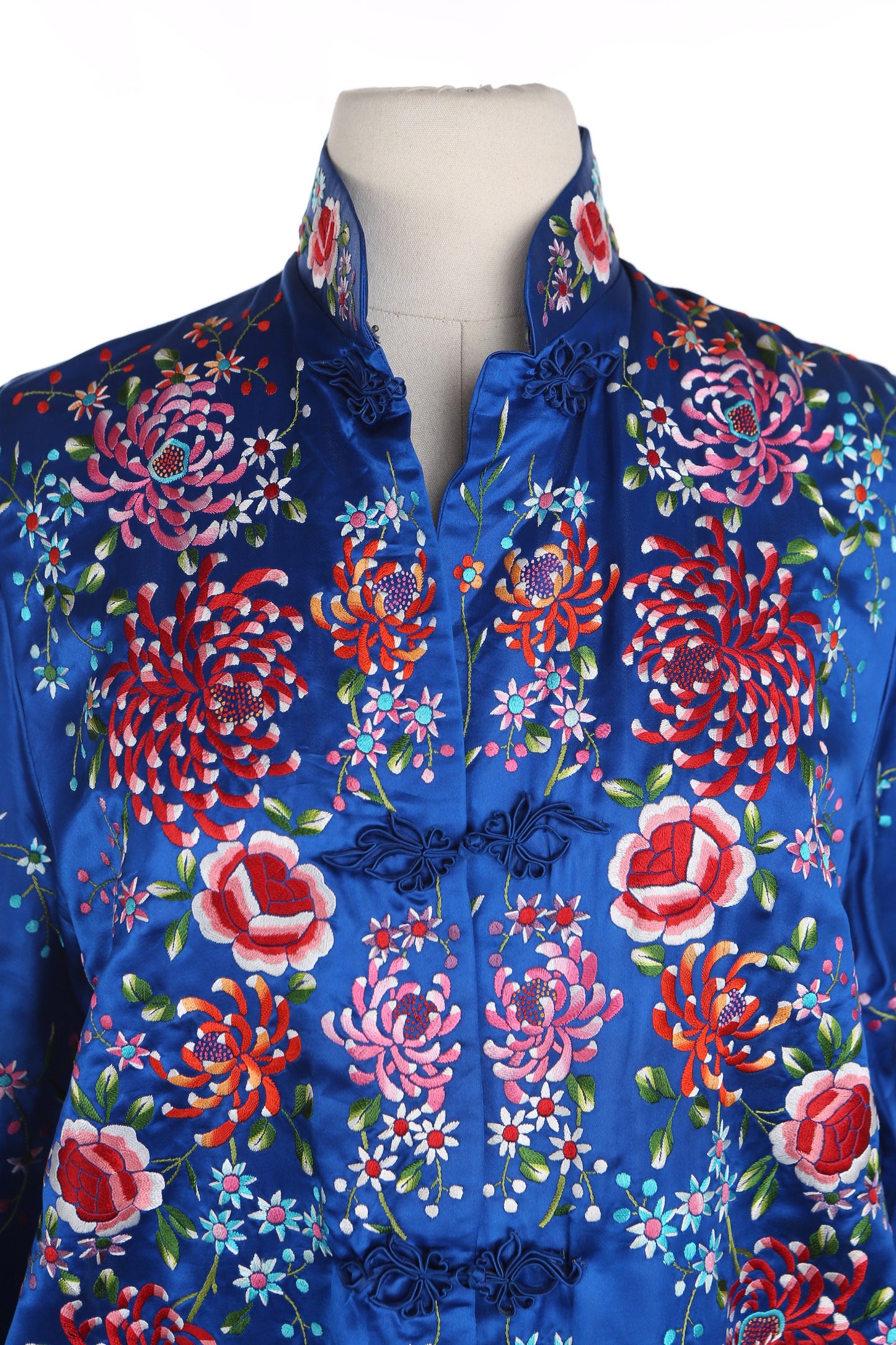 Blue Cheongsam Embroidered Robe - Made in China