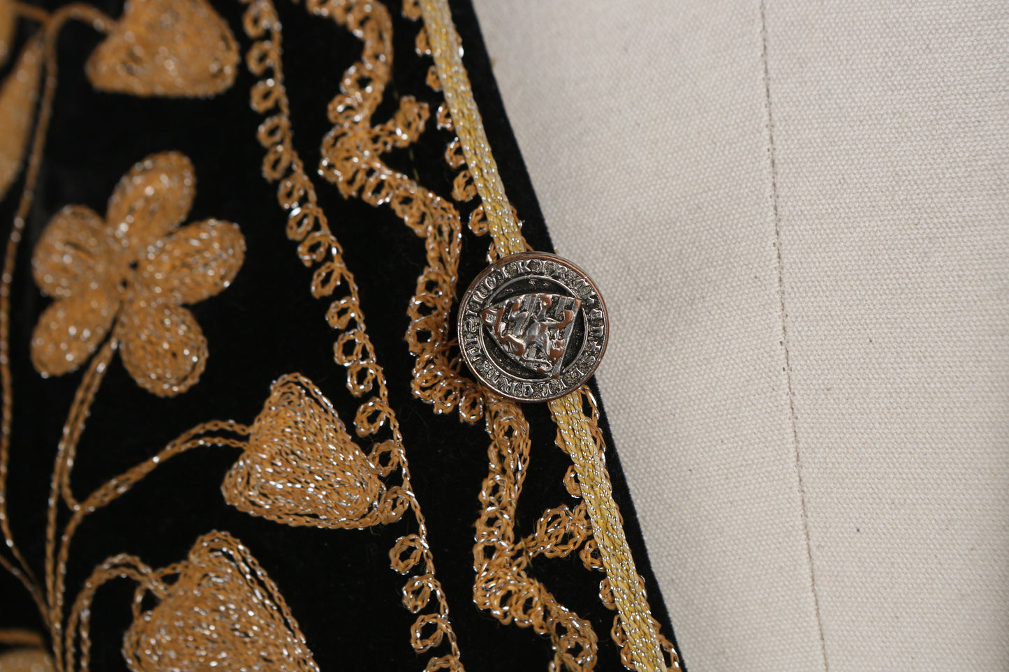 Vintage Boho Embroidered Black Top with Yellow and Golden Embroidery