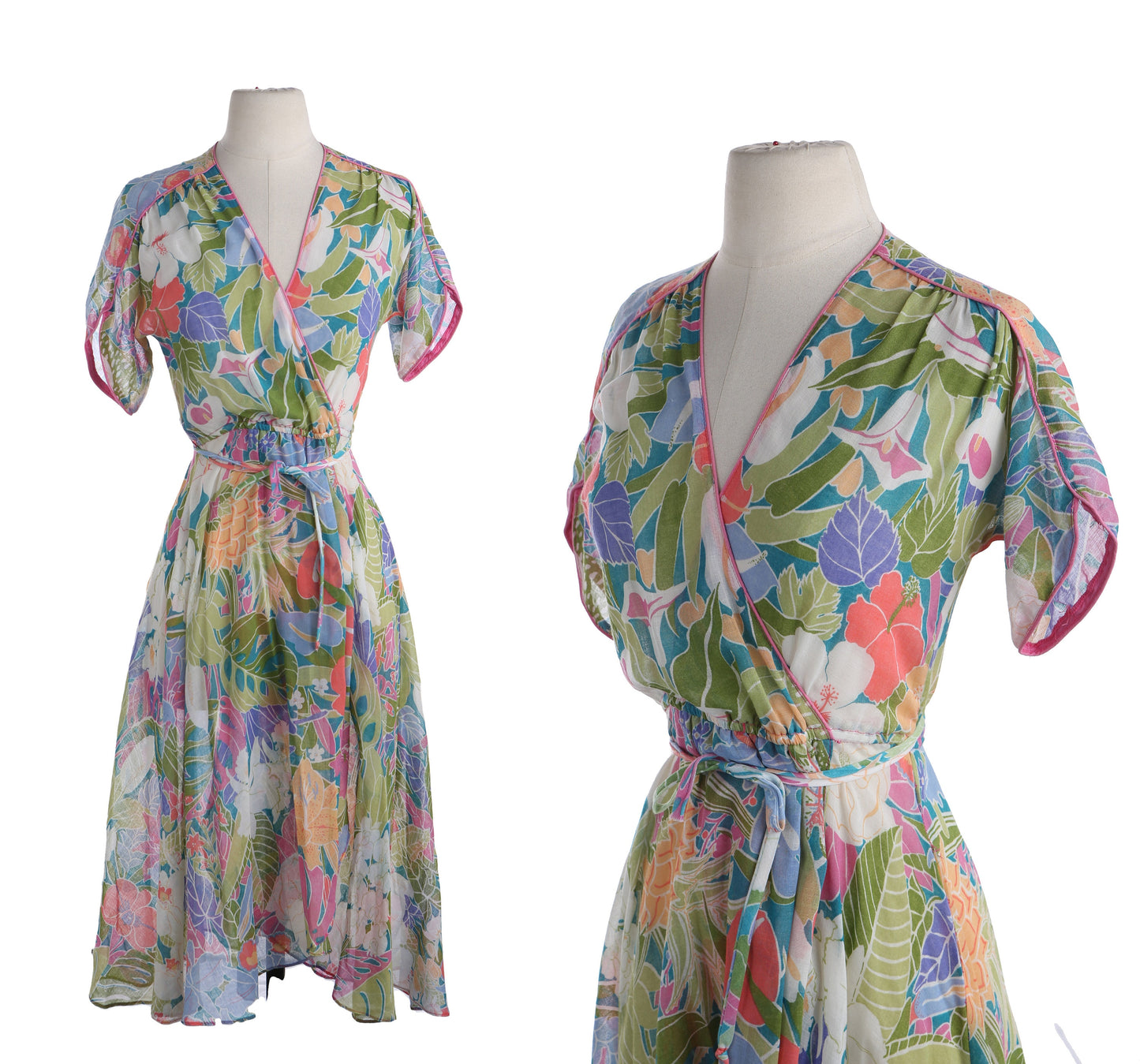 Vintage Floral Print Summer Dress - Era 170s - 1980s