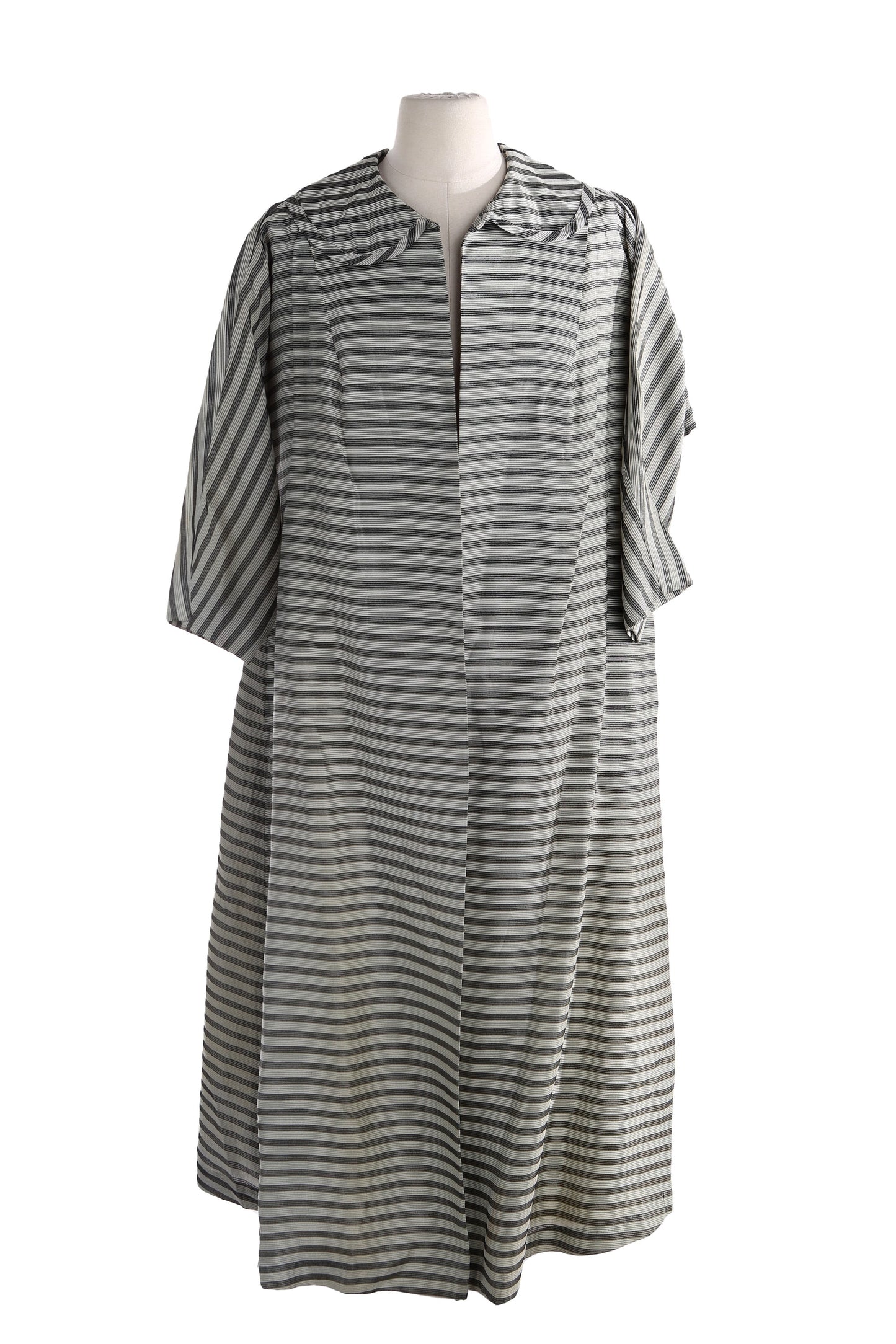 Vintage Women Casual Coat - Striped Fabric Pattern / Era 1950's - 1960's