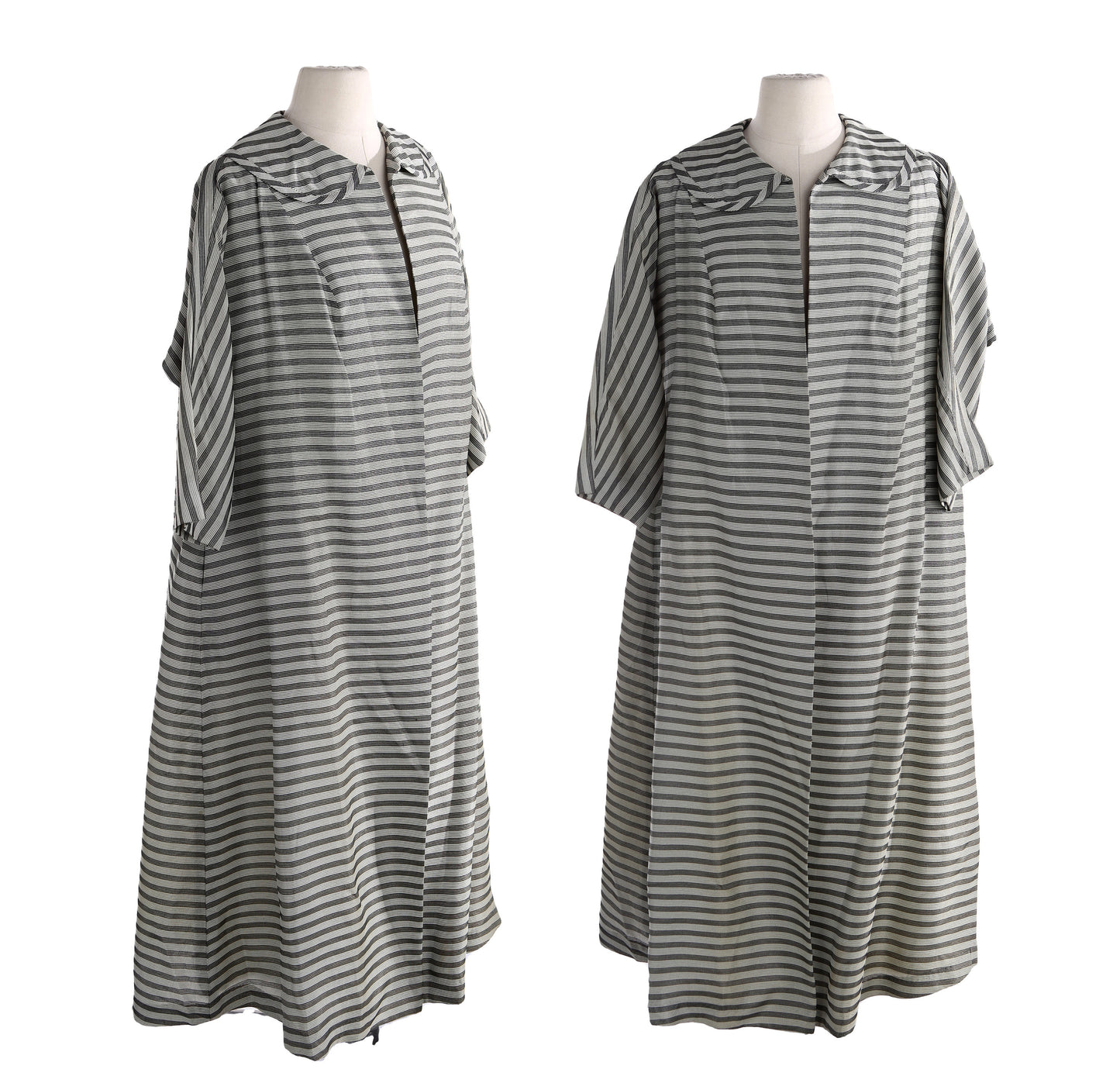 Vintage Women Casual Coat - Striped Fabric Pattern / Era 1950's - 1960's