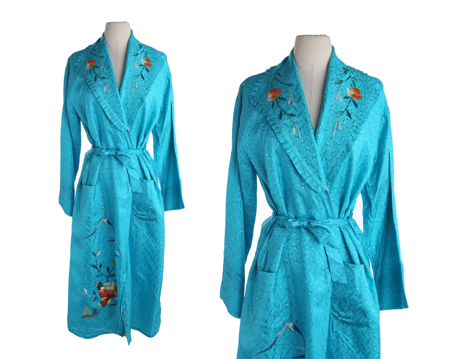 Vintage Embroidered Night Blue Robe by New Look Yokahama Sakaki
