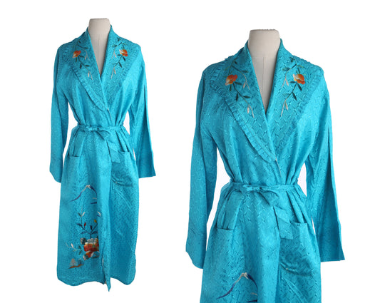 Vintage Embroidered Night Blue Robe by New Look Yokahama Sakaki