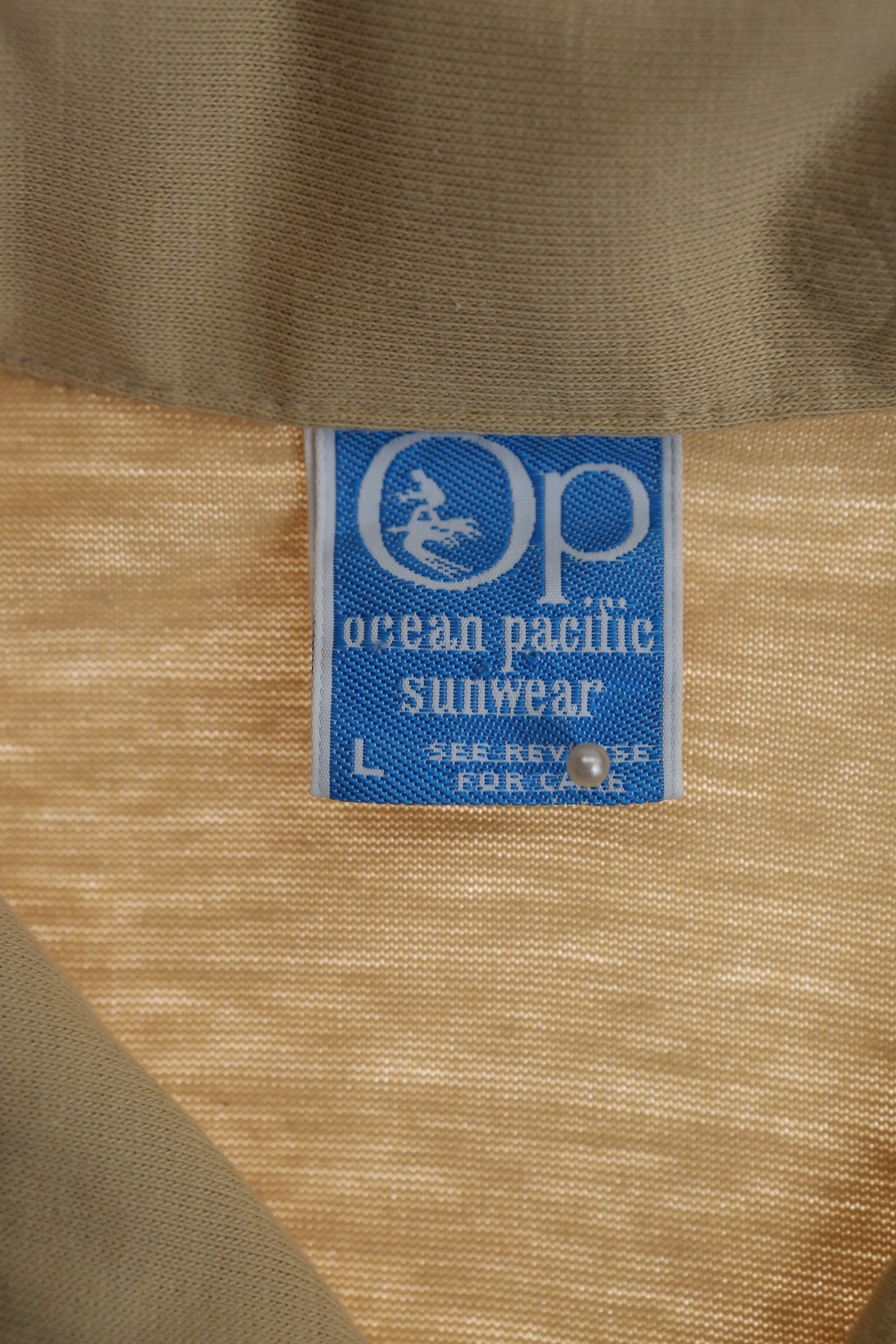 Vintage Op Beige Polo Shirt with Surfing Graphic Print