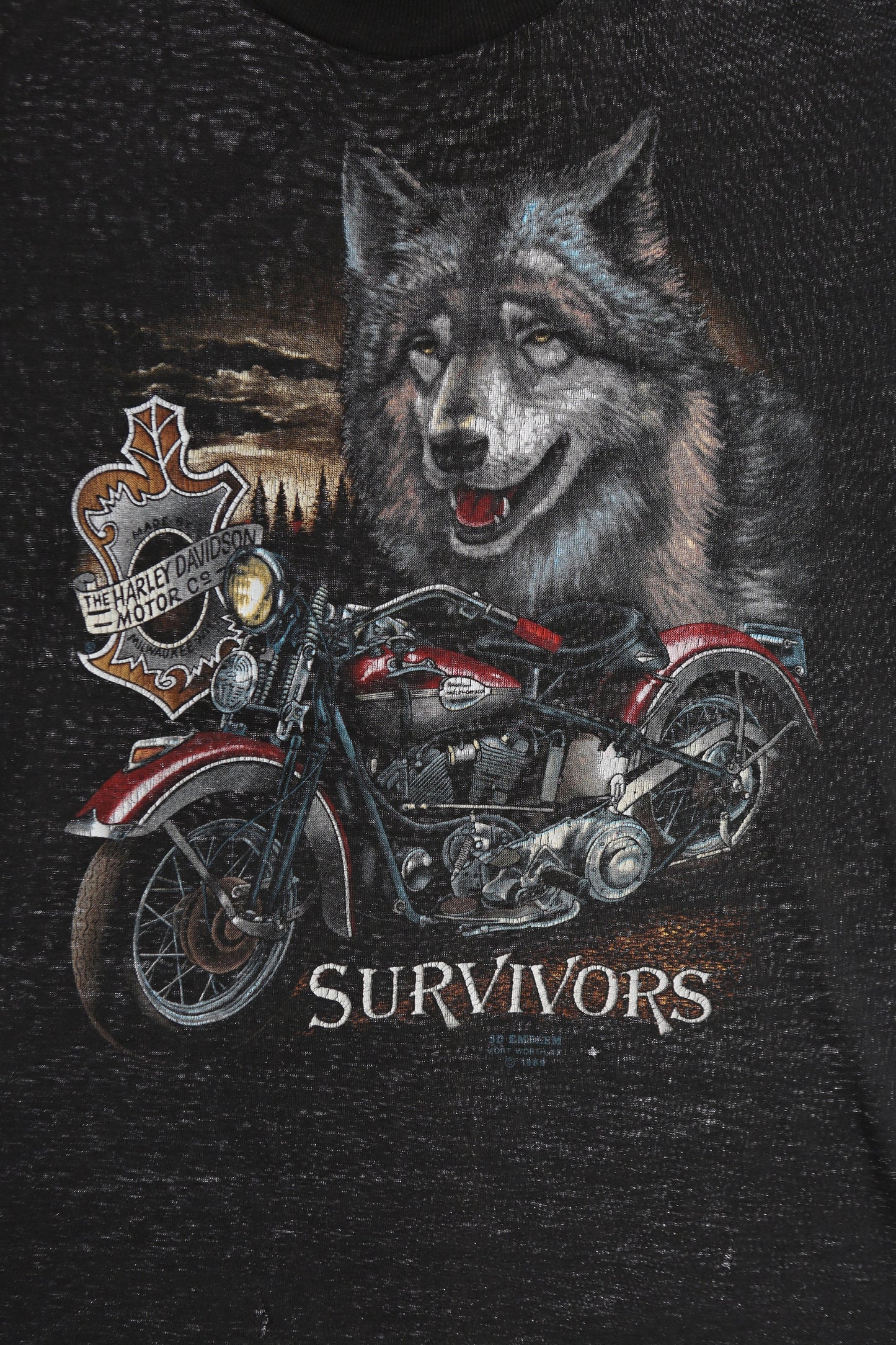 Harley Davidson Survivors - Vintage Graphic T-shirt - 3D Emblem