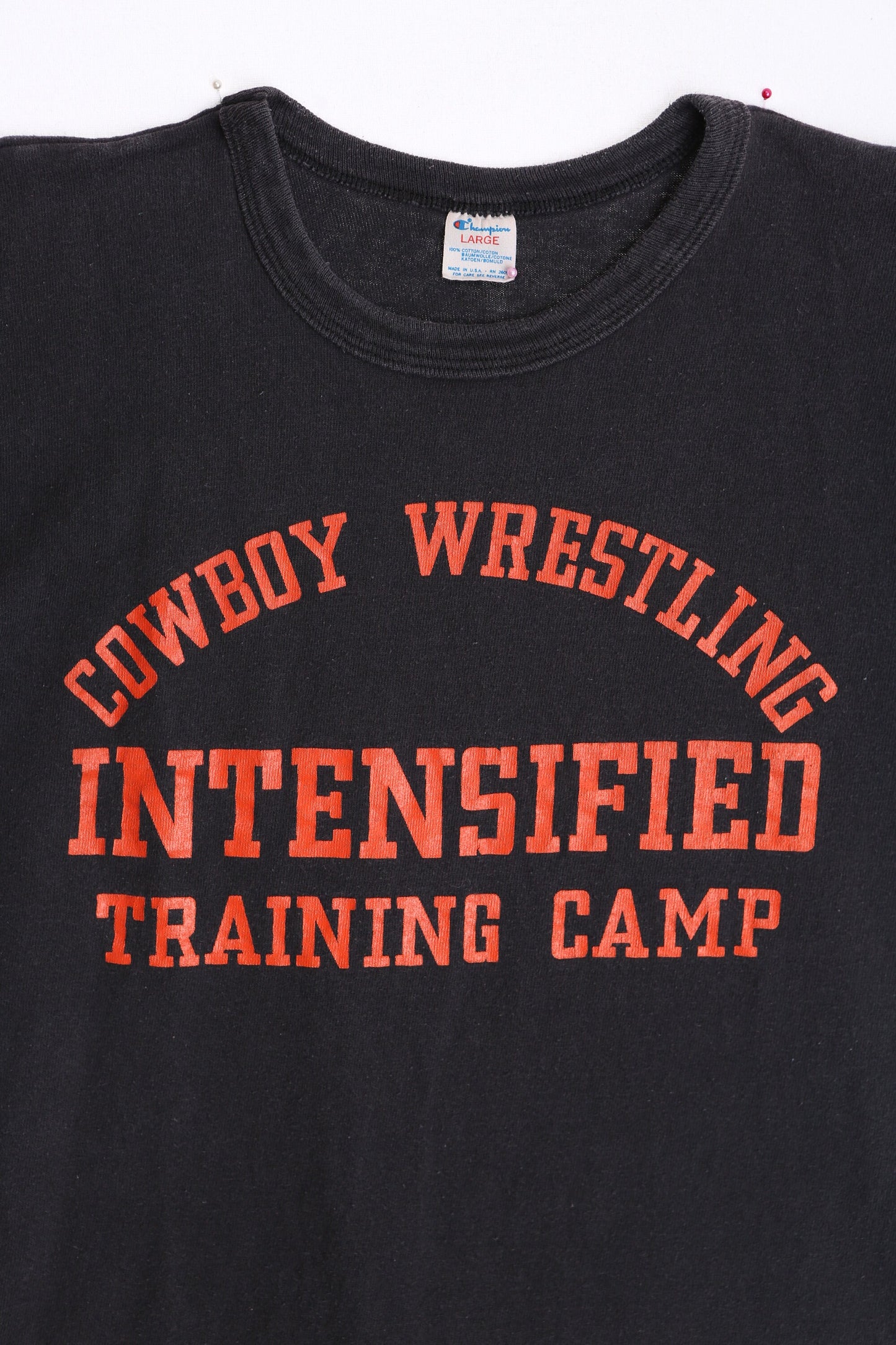 Vintage Champion T-shirt - Cowboy Wrestling Intensified Training Camp Print - Only the Strong Survive