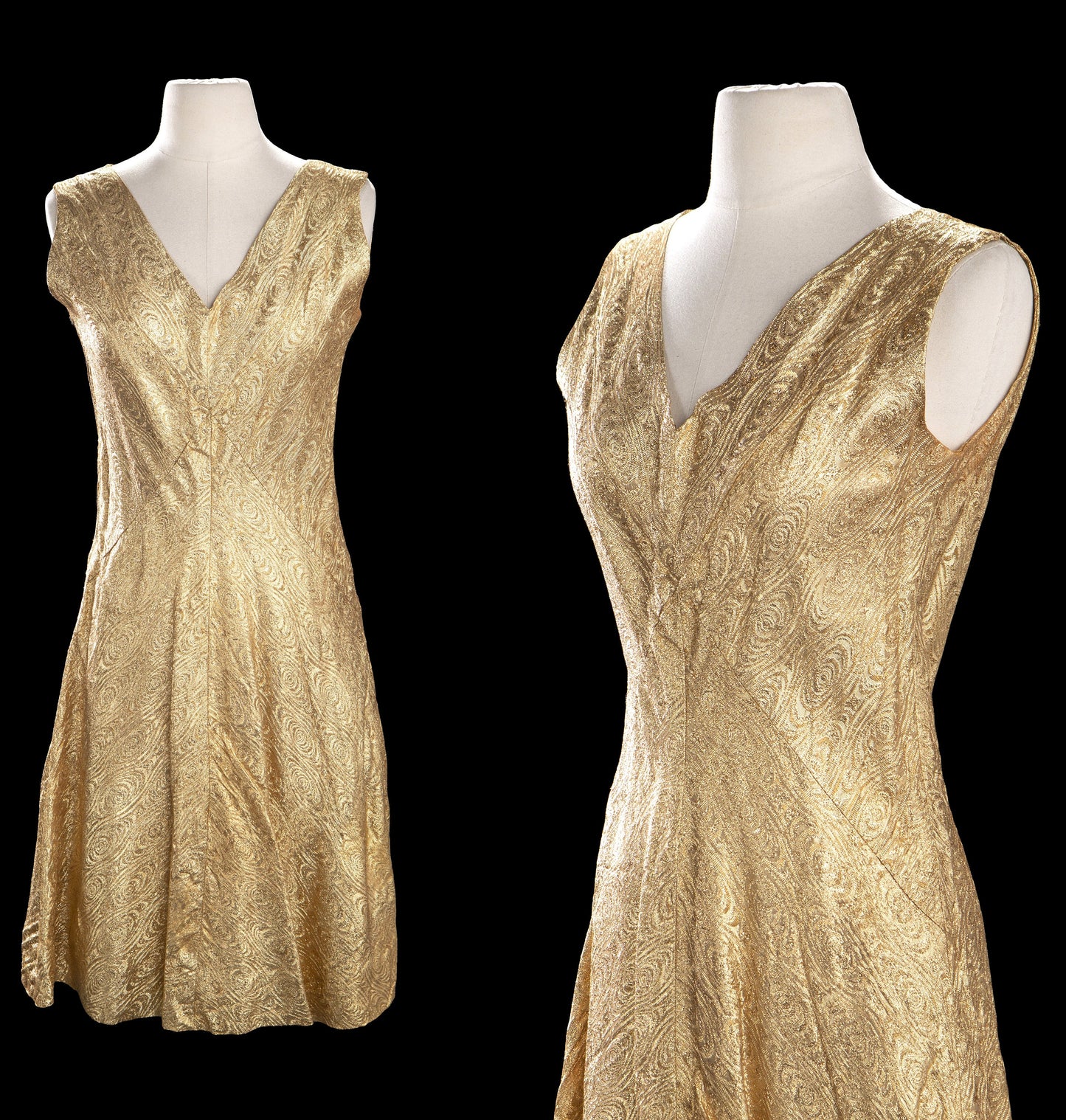 Vintage 1960s Gold Metallic Evening Dress