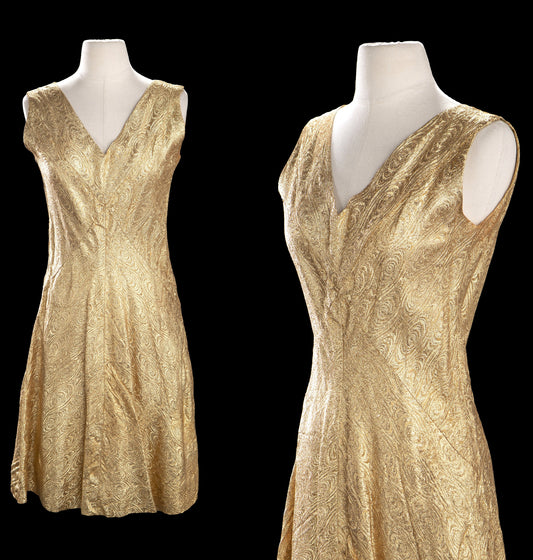 Vintage 1960s Gold Metallic Evening Dress