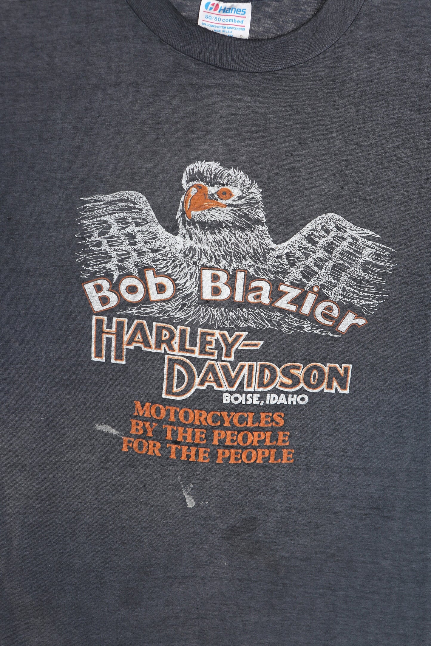 Vintage Biker Graphic T-shirt - Bob Blazier Harley Davidson Dealership Boise Idaho - Era 1980's - 1990's