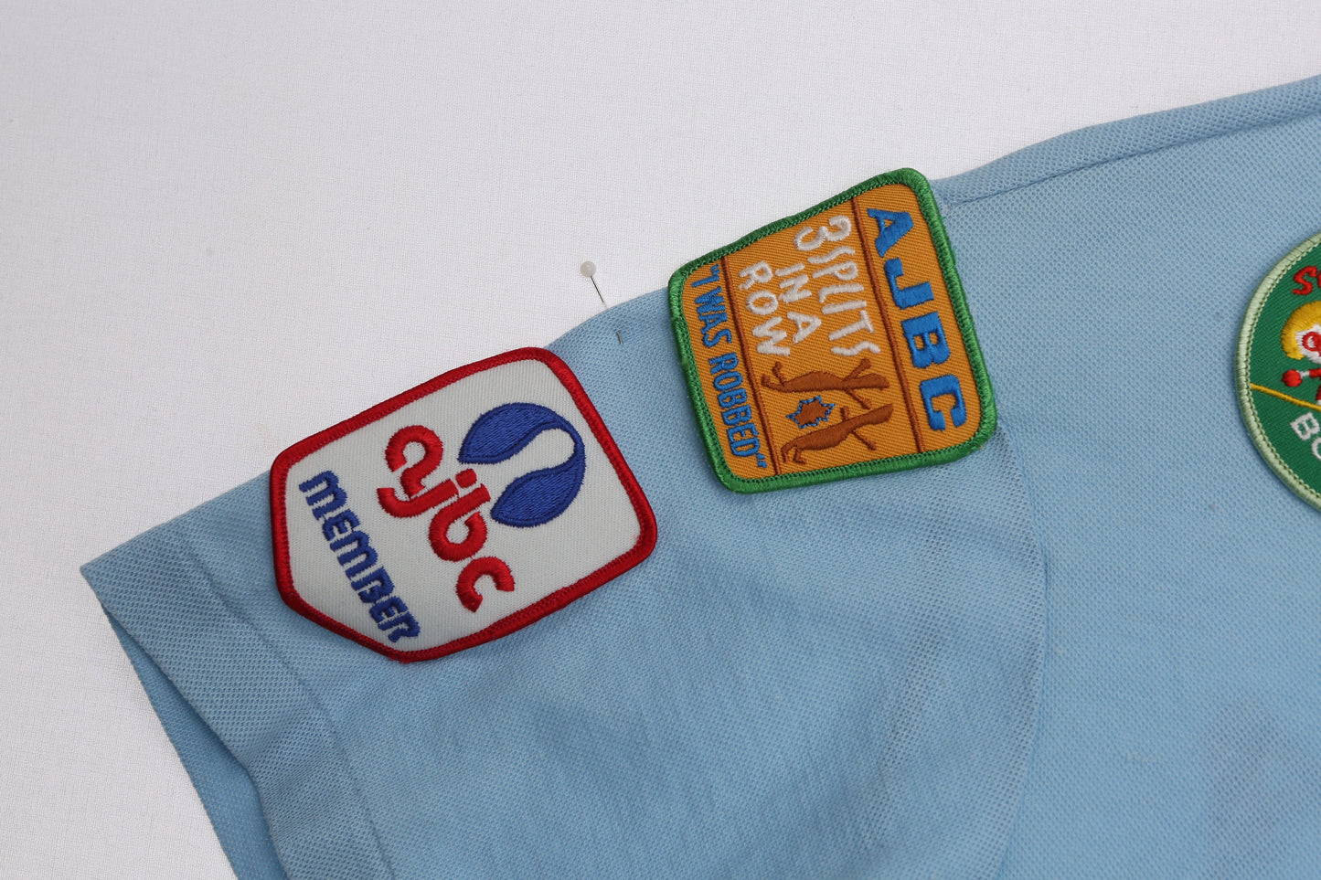 Vintage Men's Bowling Blue Shirt with Bowling Patches