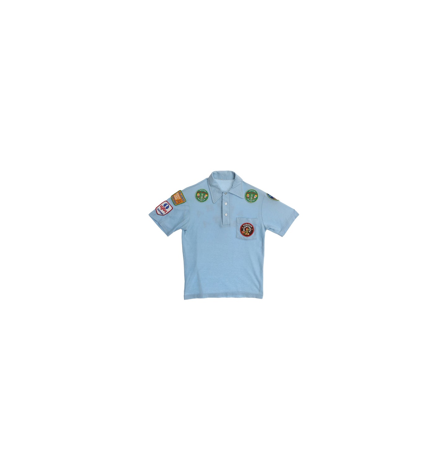 Vintage Men's Bowling Blue Shirt with Bowling Patches