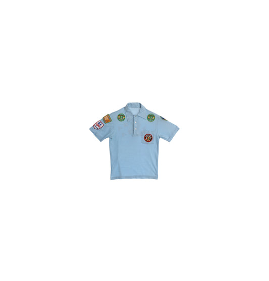 Vintage Men's Bowling Blue Shirt with Bowling Patches