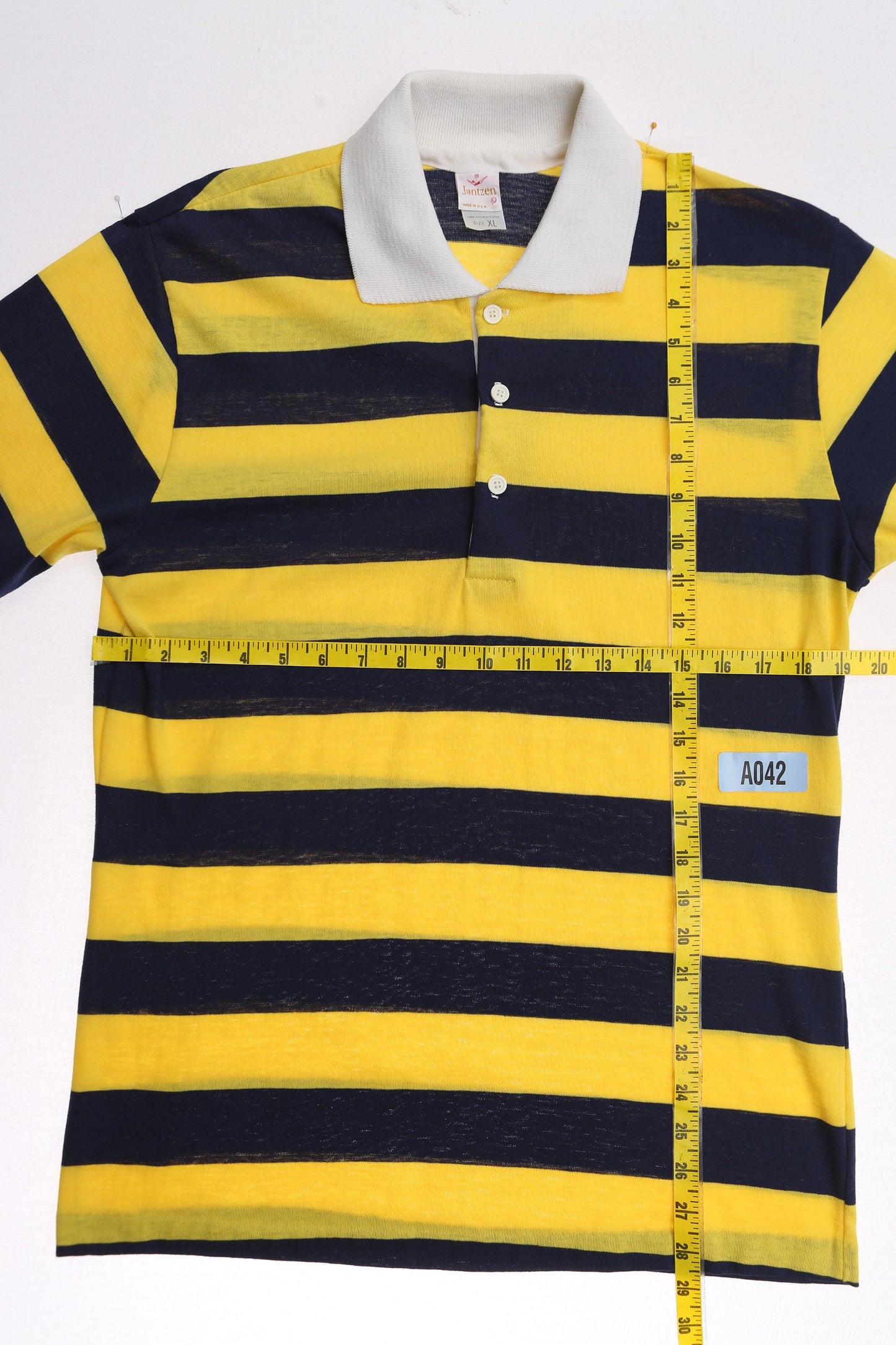 Vintage Jantzen Striped Polo Shirt - Made in USA