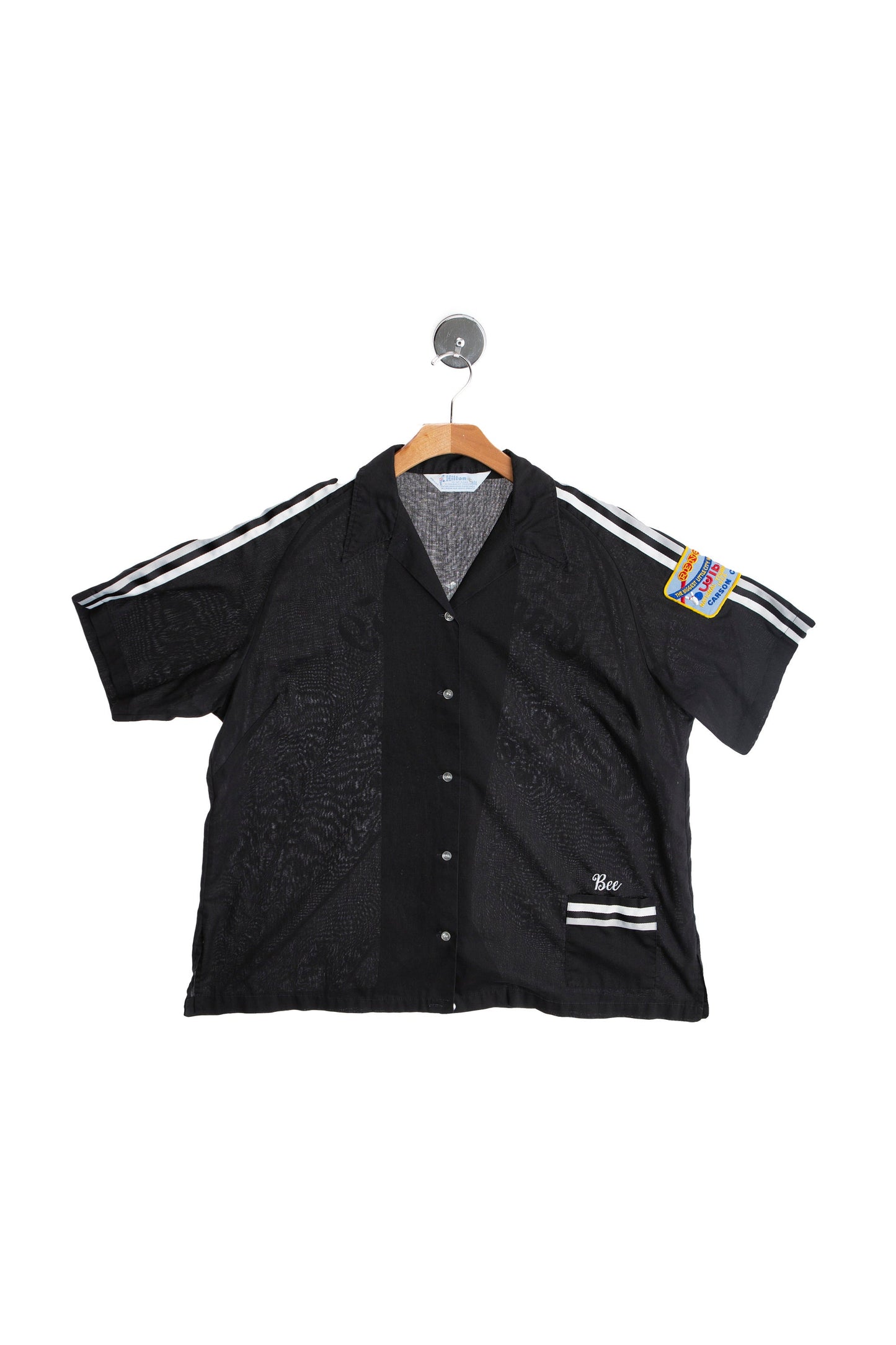 Vintage Women Black Bowling Shirt by Hilton