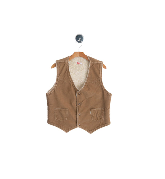 Vintage Levi's Brown Sherpa Corduroy Vest - era 1970s - 1980s