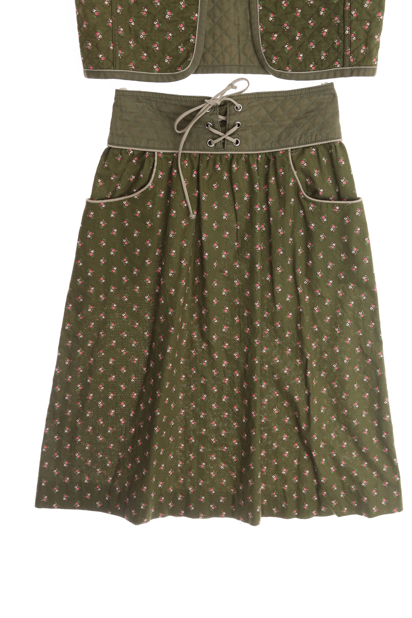 Vintage Women Flora Print Prairie Suit