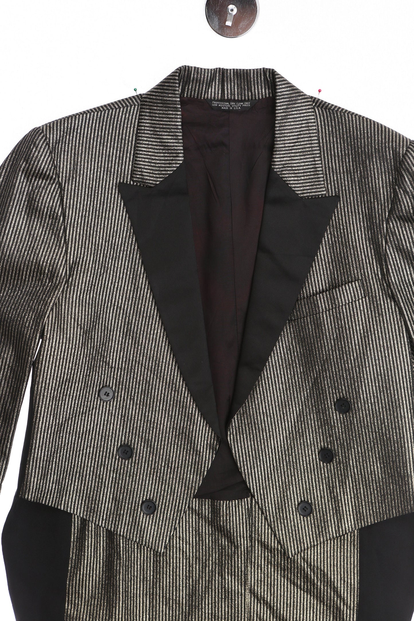 Vintage Men's Tailcoat with Metallic Silver Striped Pattern