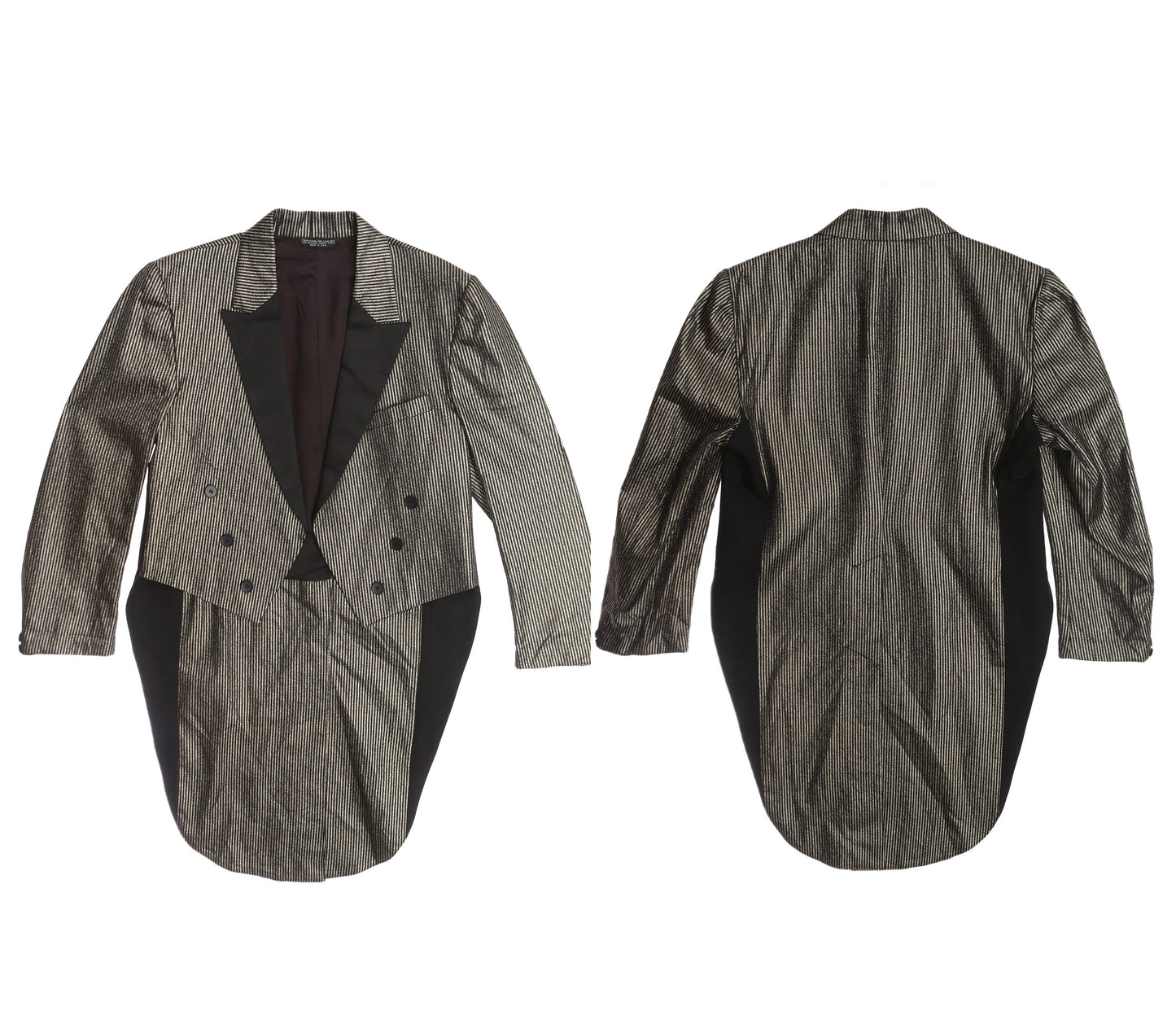 Vintage Men's Tailcoat with Metallic Silver Striped Pattern