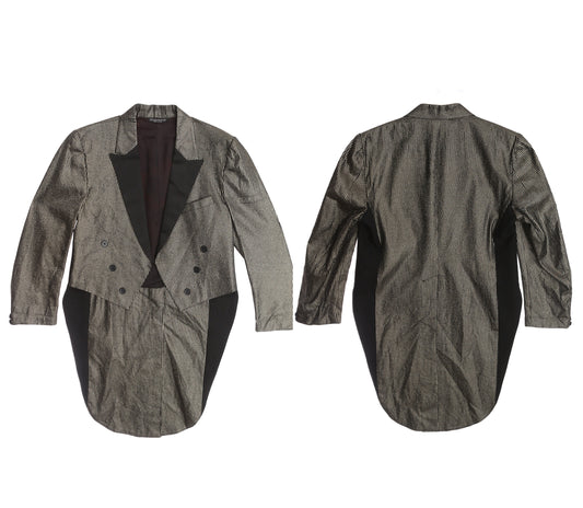 Vintage Men's Tailcoat with Metallic Silver Striped Pattern