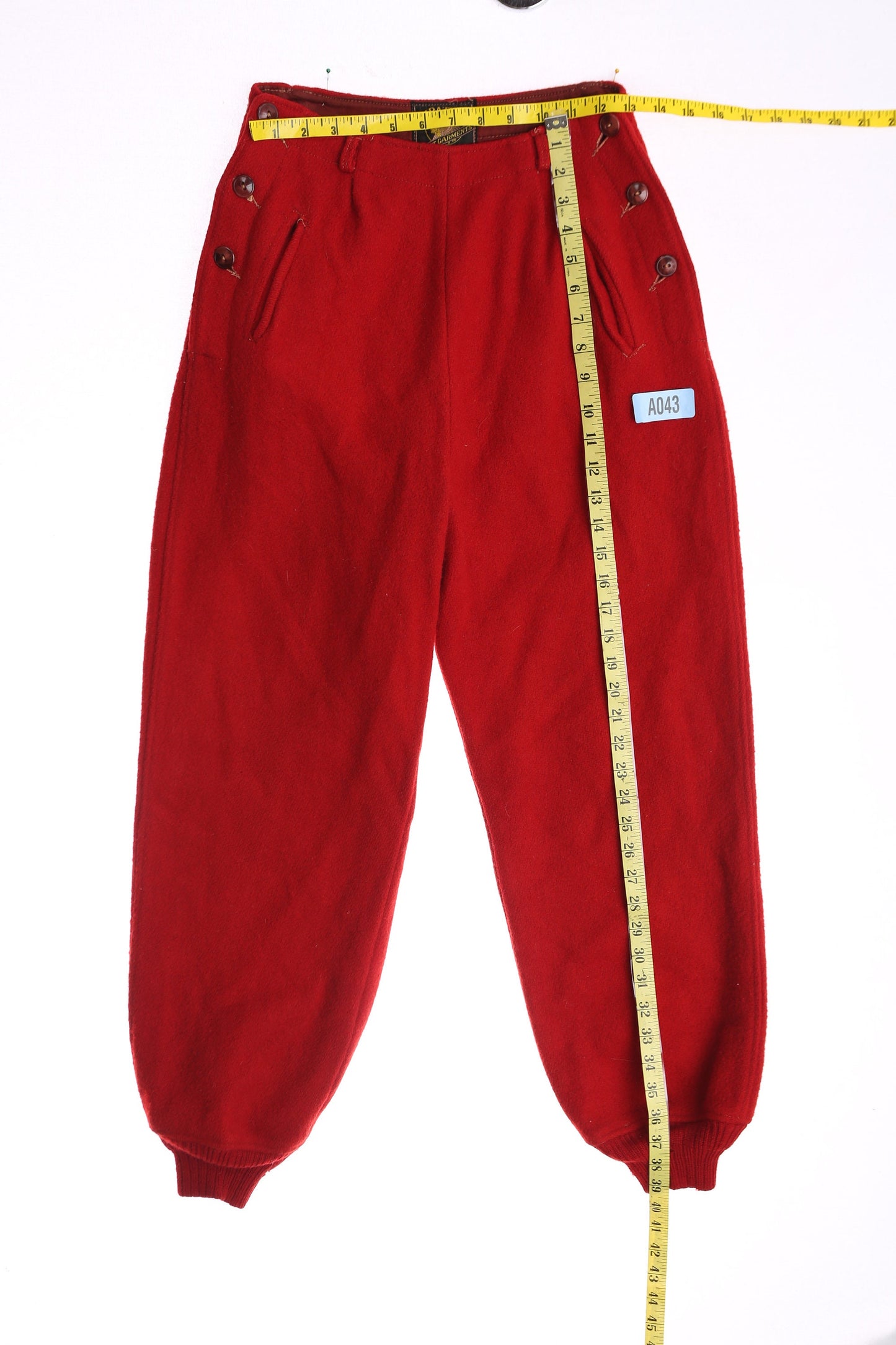 Vintage Men Red Wool Pants by Marathon Sport Garments
