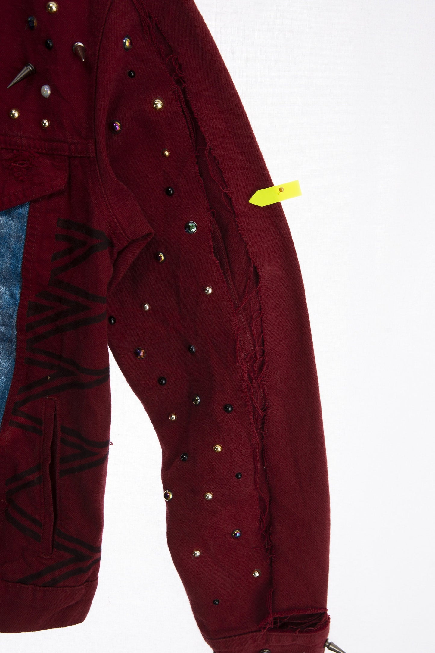 Vintage Levi's Denim Jacket - Red Dyed - Costume Made - Street Art