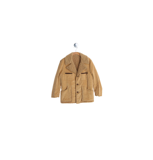Vintage Men 1970's Corduroy Coat with Sherpa Lining