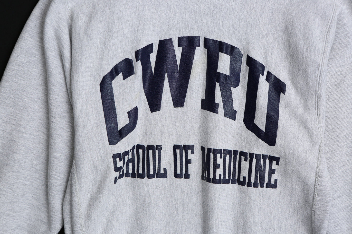 Vintage Champion Gray Crew Neck Sweatshirt with CWRU School of Medicine Blue Print