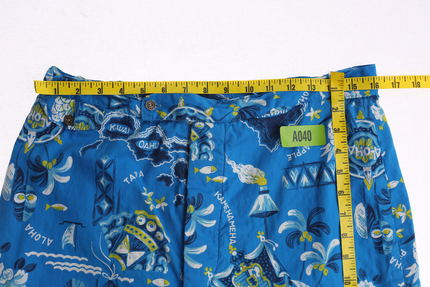 Vintage Men Hawaiian Print Blue Swim Trunks - Era 1950s - 1960s - Hoaloha - Style in Hawaii