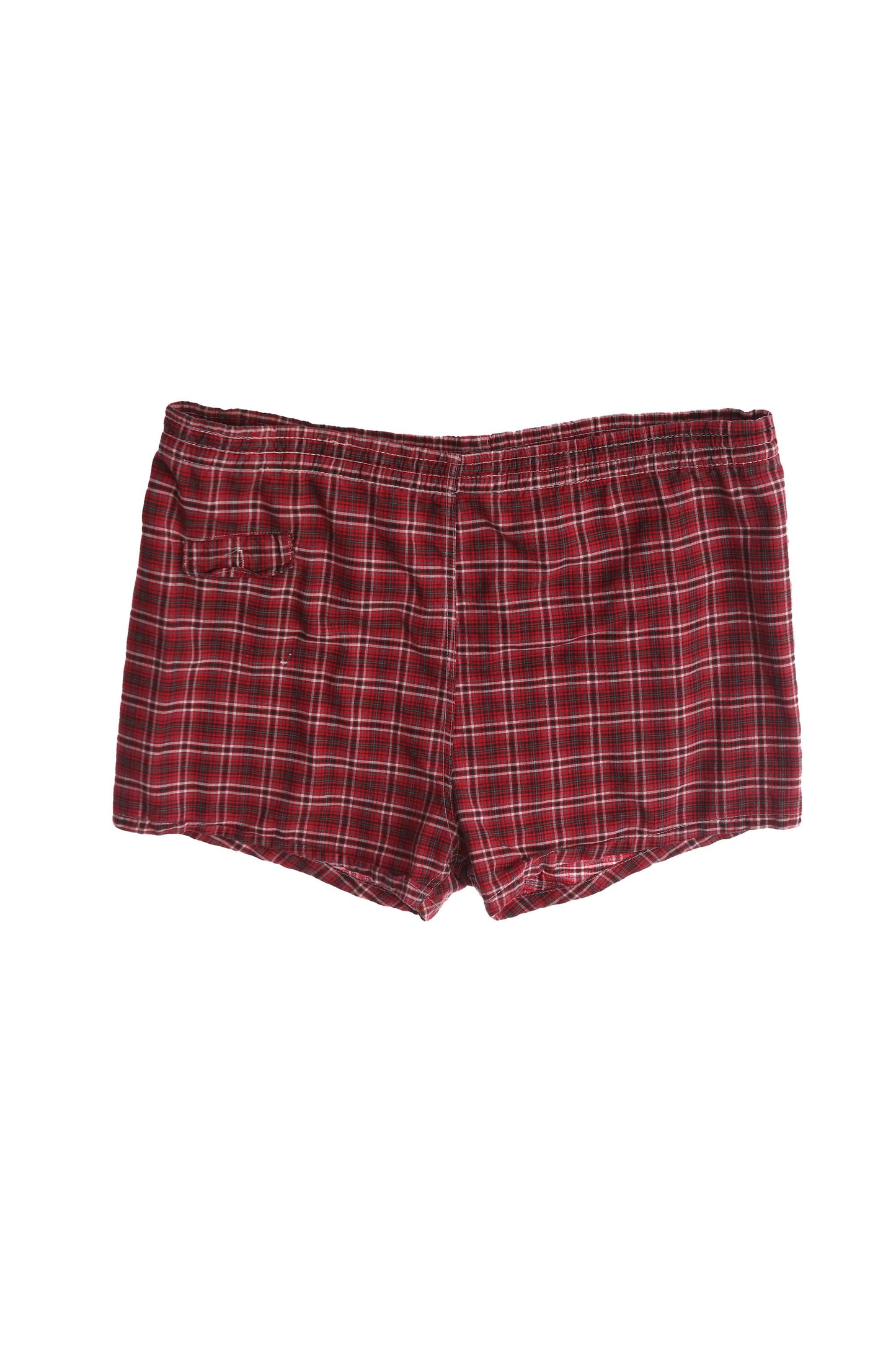 Vintage Beach Shorts - Red Plaid Fabric Pattern - Era 1950s - 1960s