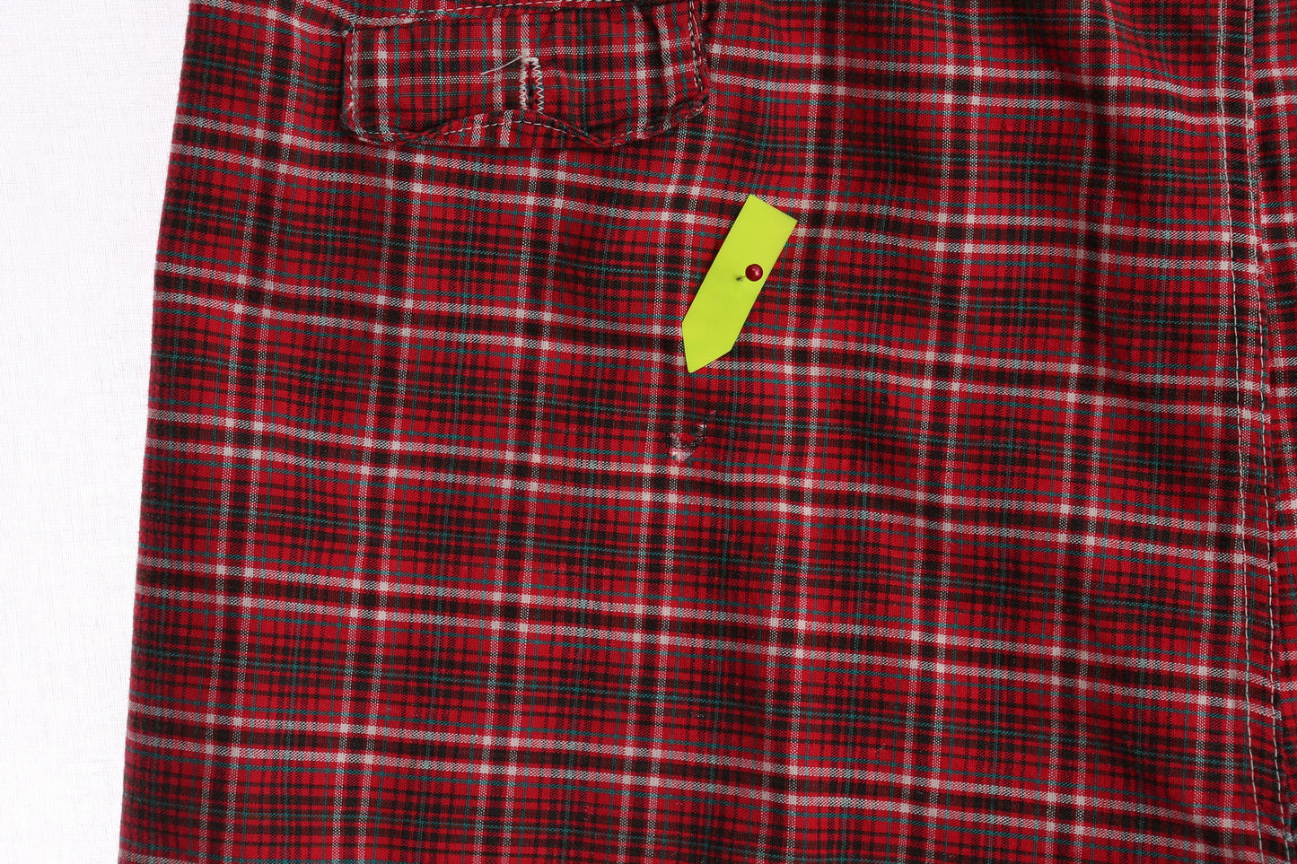 Vintage Beach Shorts - Red Plaid Fabric Pattern - Era 1950s - 1960s