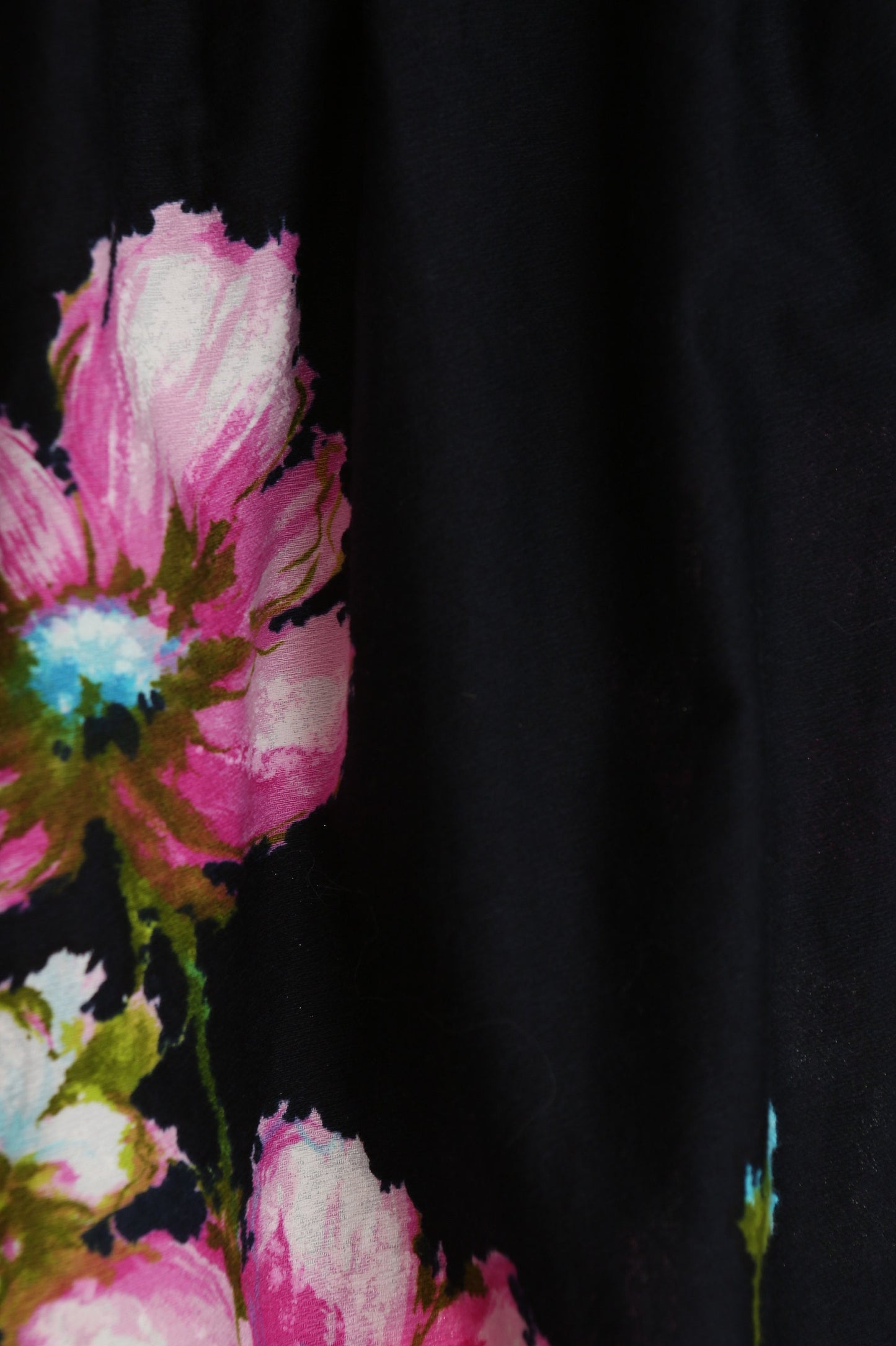 Vintage Floral Print Black Long Casual Skirt