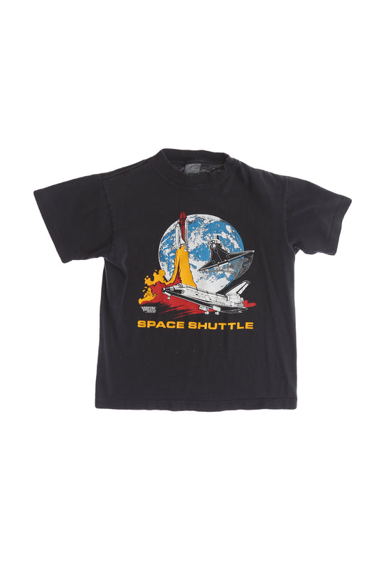 Space Shuttle Vintage Black Graphic T-shirt - Era 1980s - 1990s