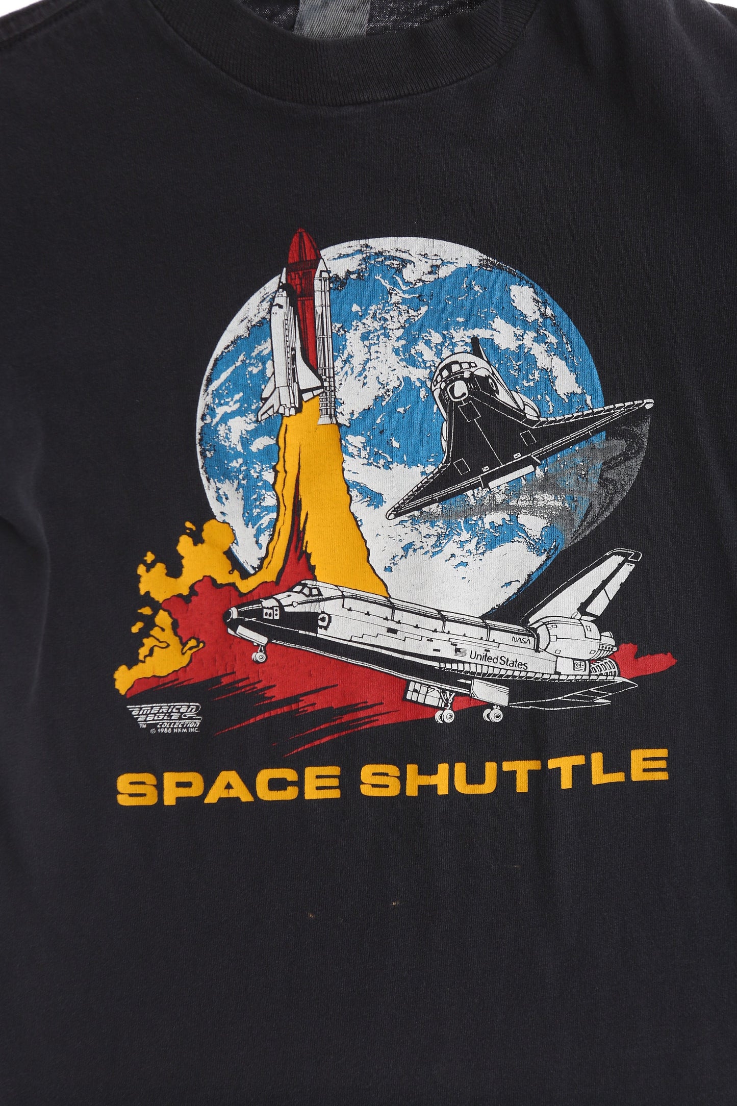 Space Shuttle Vintage Black Graphic T-shirt - Era 1980s - 1990s