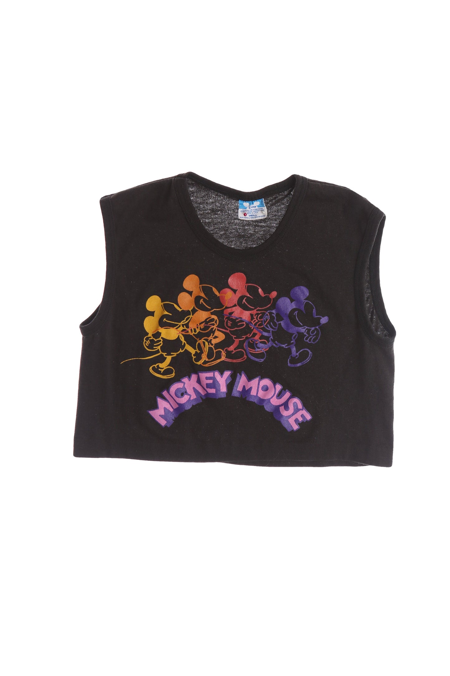 Vintage Mickey Mouse Black Graphic Cropped T-shirt