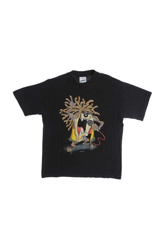Reggae Taz Cartoon Vintage Black Graphic T-shirt