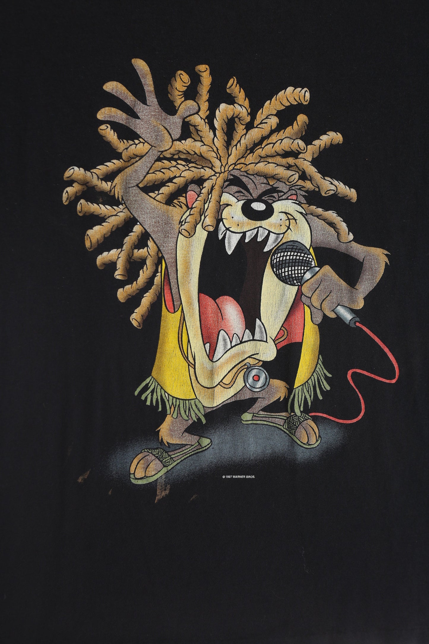 Reggae Taz Cartoon Vintage Black Graphic T-shirt