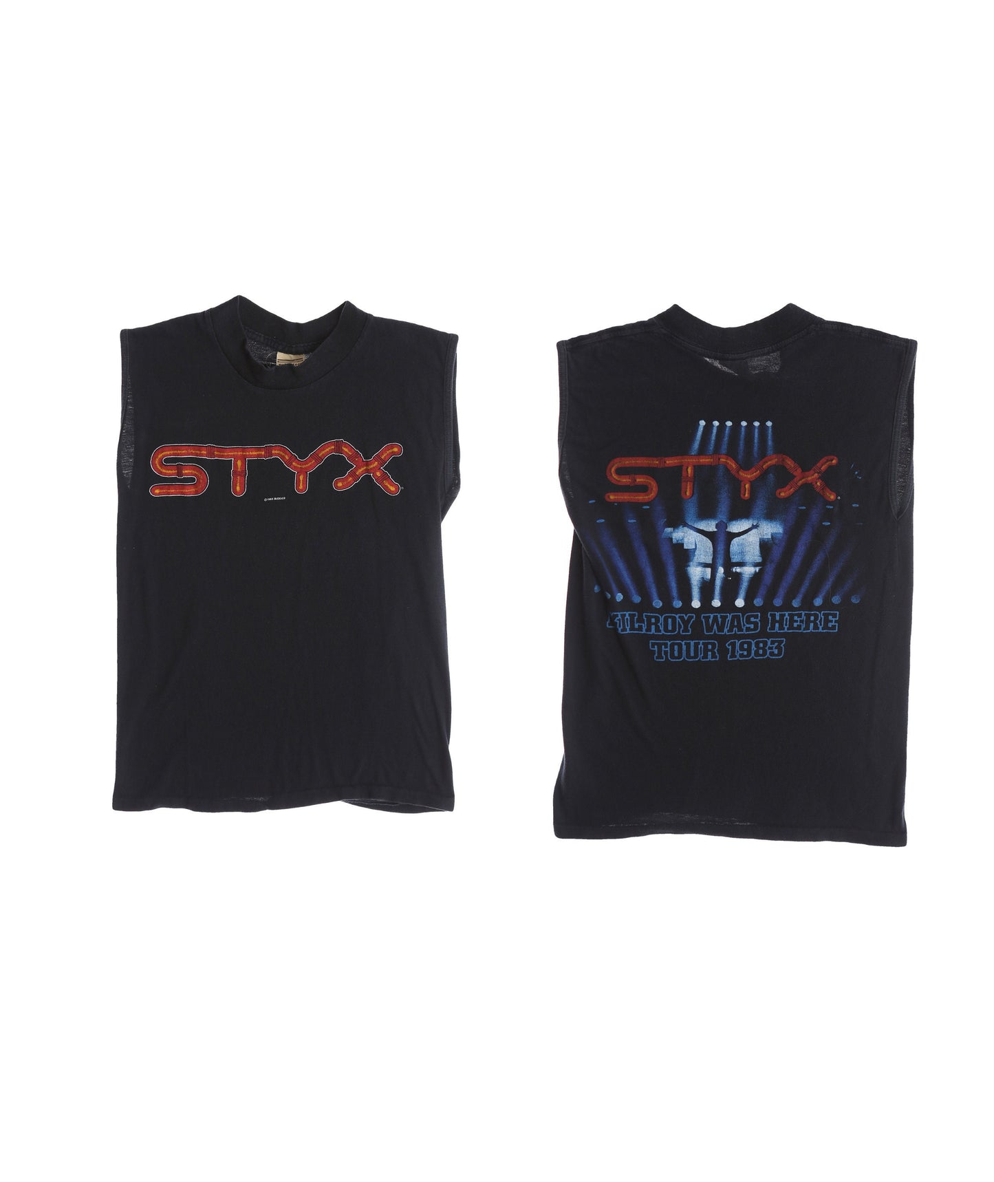 Styx Kilroy Was There Tour 1983 Black Graphic Sleeveless Vintage Shirt