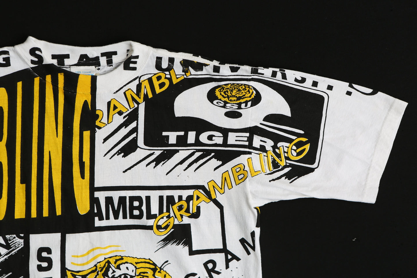 Vintage Grabling Tiger State University Football White Graphic T-shirt