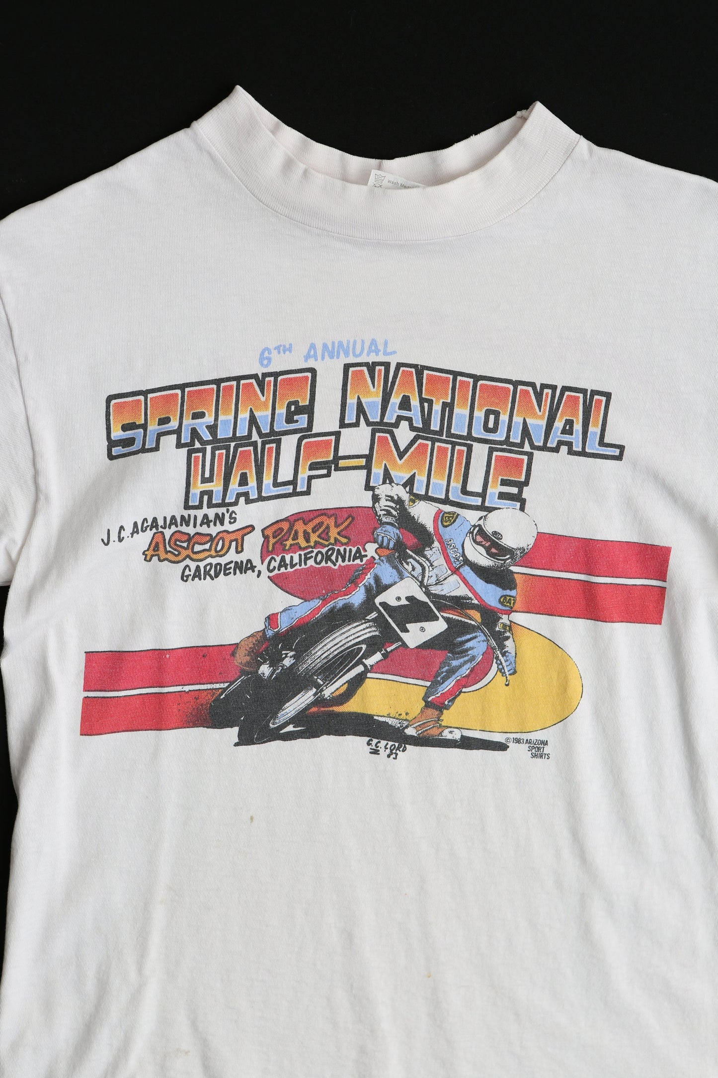 Vintage Dirt Bike Racing T-shirt - 6th Annual Spring National Half-Mile - Gardena California - Ascot Park