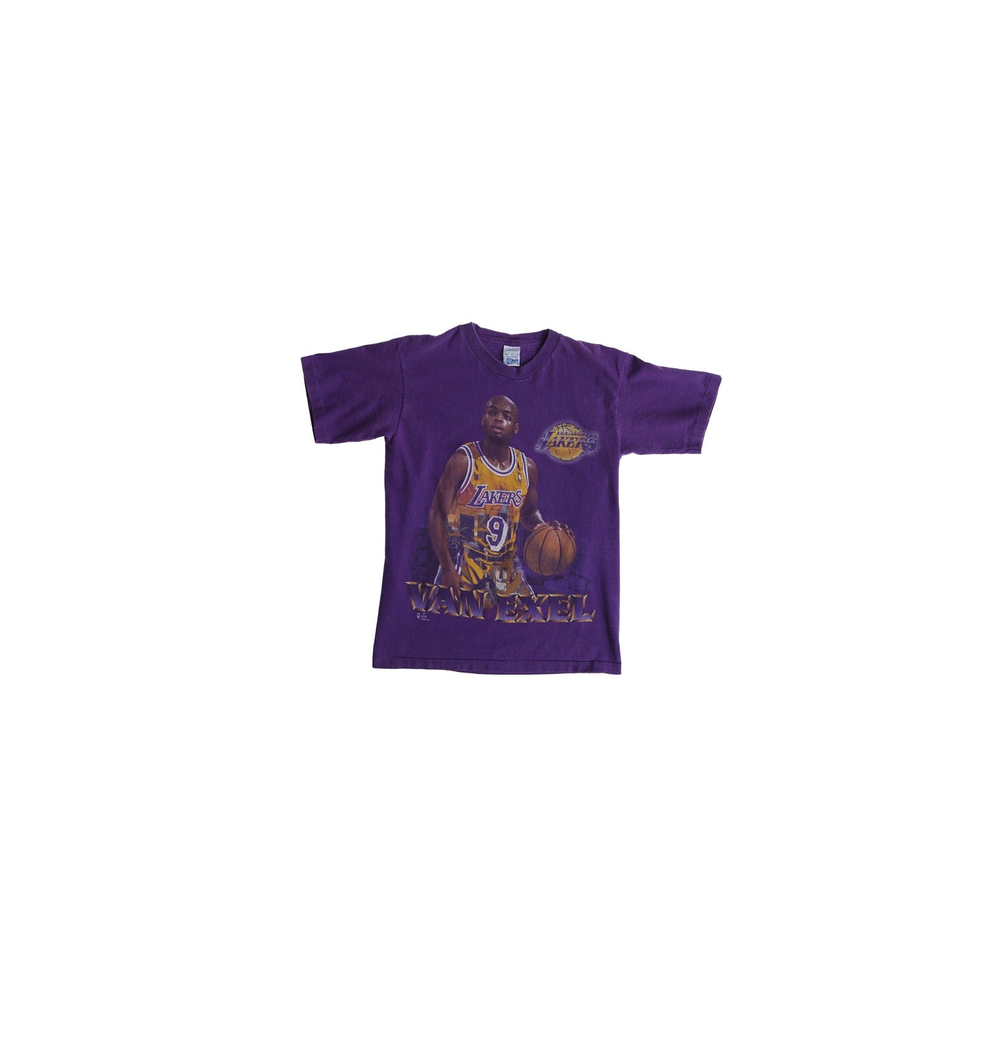Vintage Van Axel Lakers Number 9 Purple Basketball Graphic Shirt