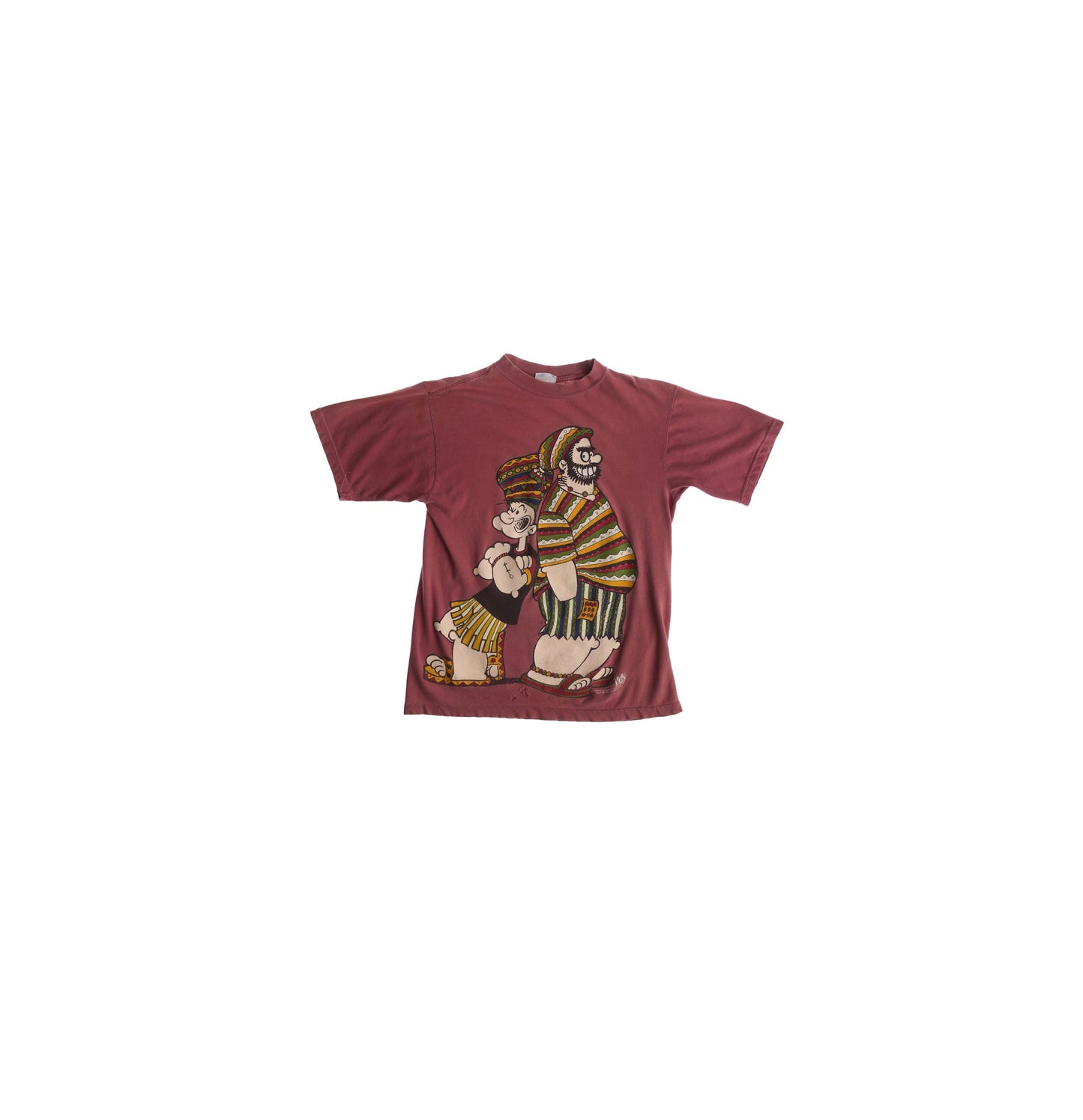 Reggae Popeye and Brutus Cartoon Red Graphic T-shirt