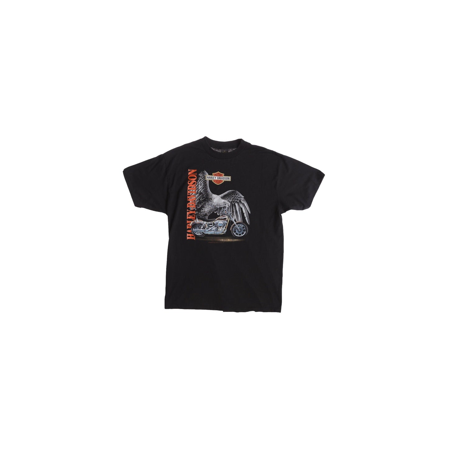 Harley Davidson 3D Emblem Black Graphic T-shirt with Silver Eagle and Motorcycle Print - HD Jeff Service - Helena Montana