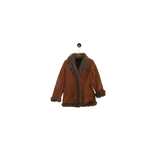 Women Brown Suede Jacket with Shear Lining
