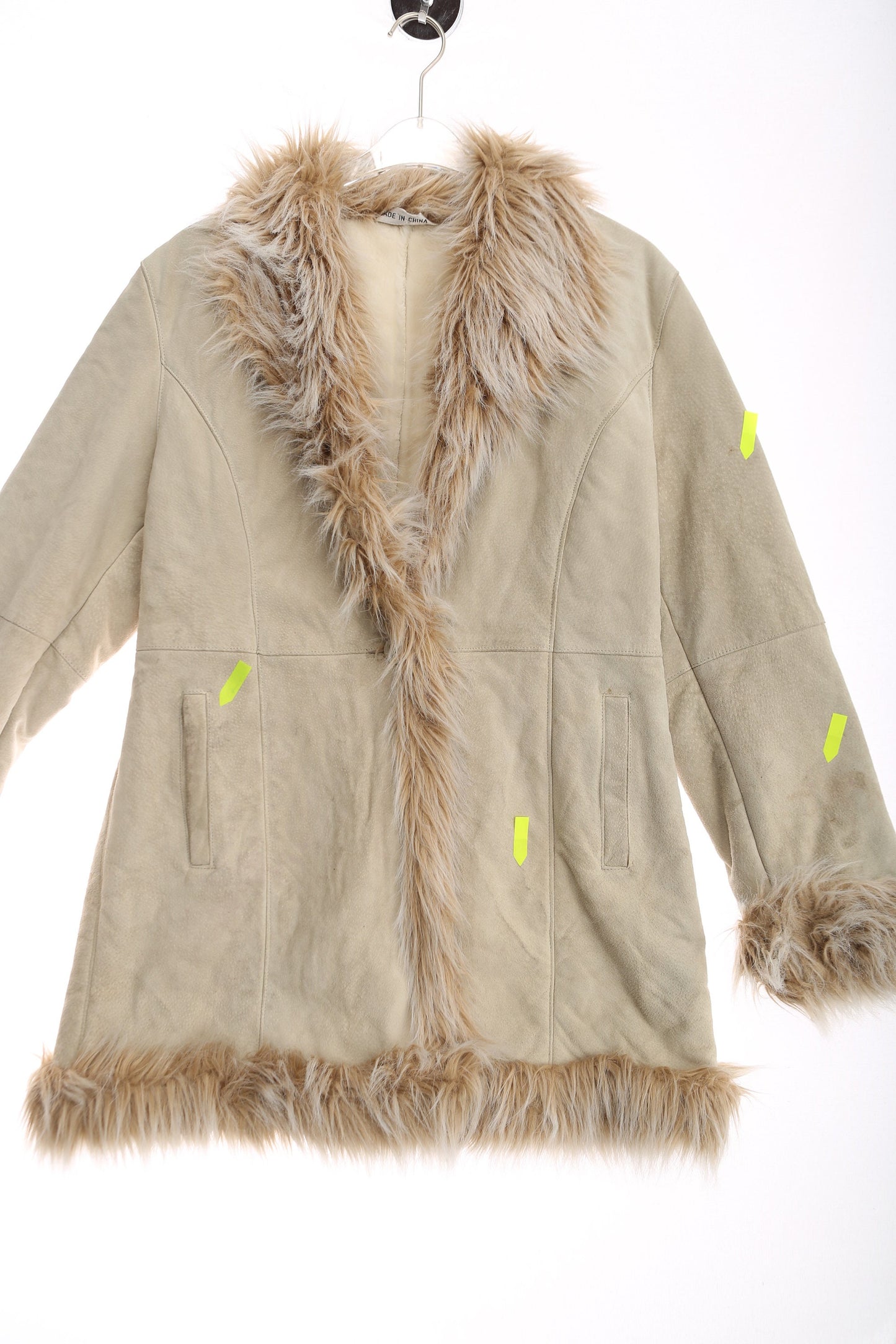 Vintage Women Suede Winter Coat with Shear Lining