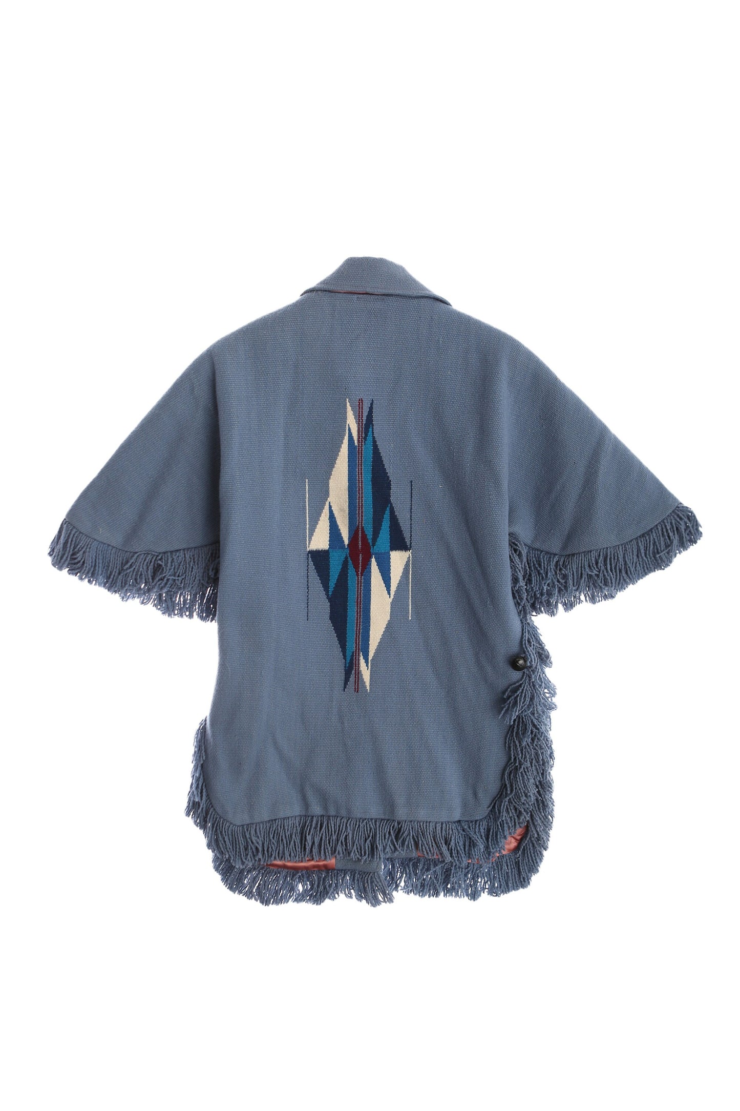 Vintage Ortega's Chimayo Blue Poncho - Hand Woven
