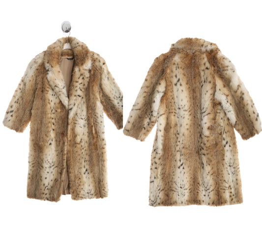 Vintage Faux Fur Leopard Print Long Coat