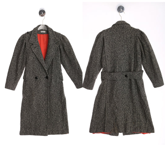 Vintage Women Gray Winter Trench Coat