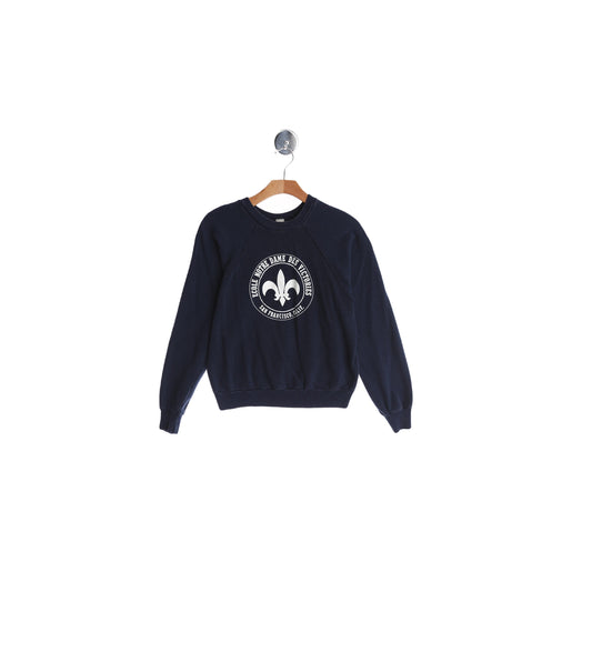 Vintage Blue Sweatshirt with Ecole Notre Dame Print
